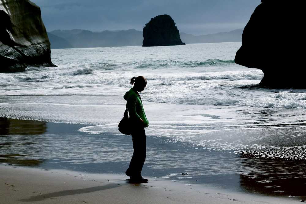 standing on the beach - cathedral cove