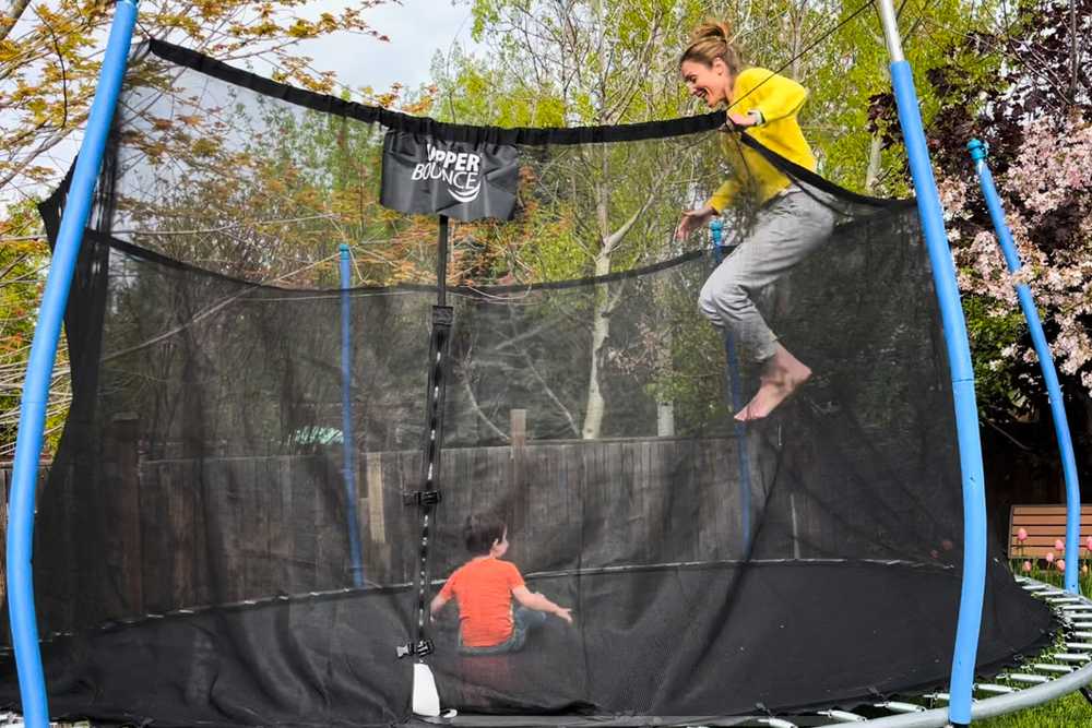 jumping on trampoline